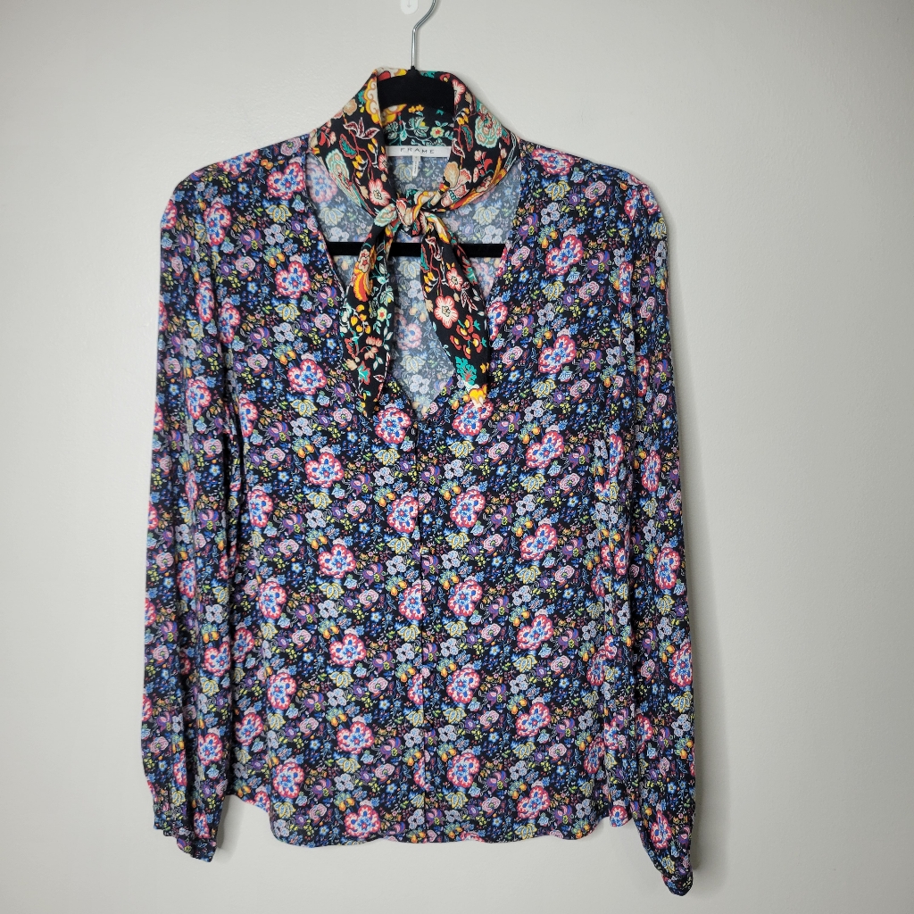 Frame Floral-Print Crepe Blouse